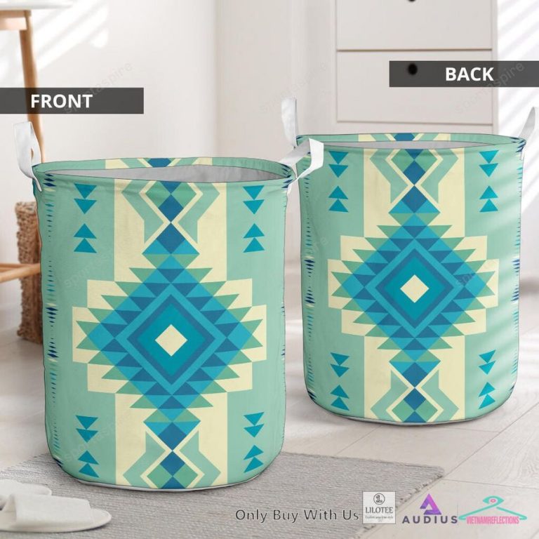Pattern Ethnic Native American Blue Laundry Basket - Stand easy bro