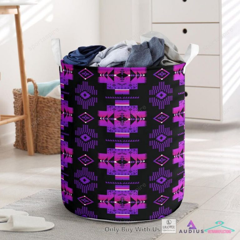 Pattern Native American Black Purple Laundry Basket - Lovely smile