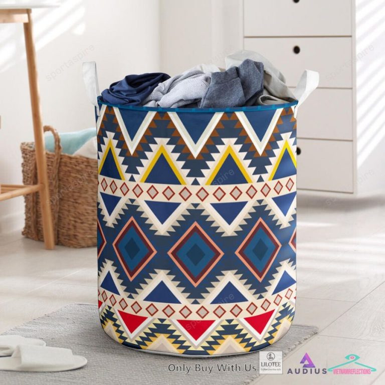 Pattern Native American Navy Laundry Basket - Sizzling