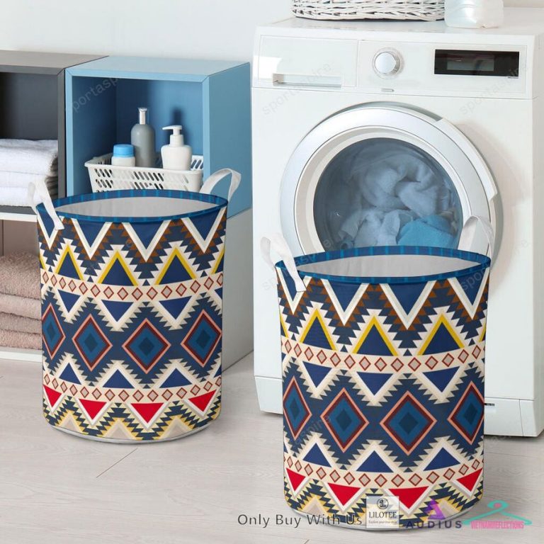 Pattern Native American Navy Laundry Basket - Unique and sober