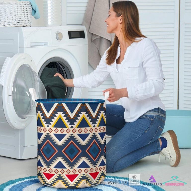 Pattern Native American Navy Laundry Basket - Nice place and nice picture