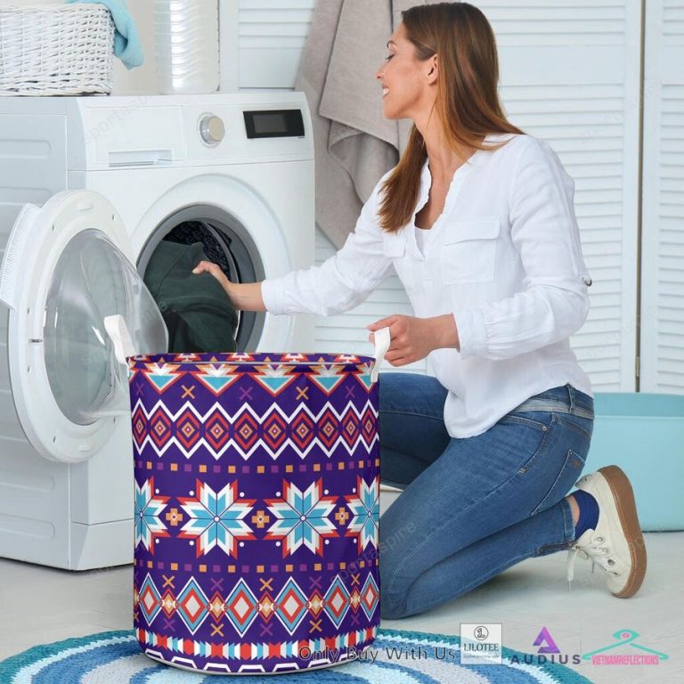 Pattern Native American Purple Laundry Basket - Best couple on earth
