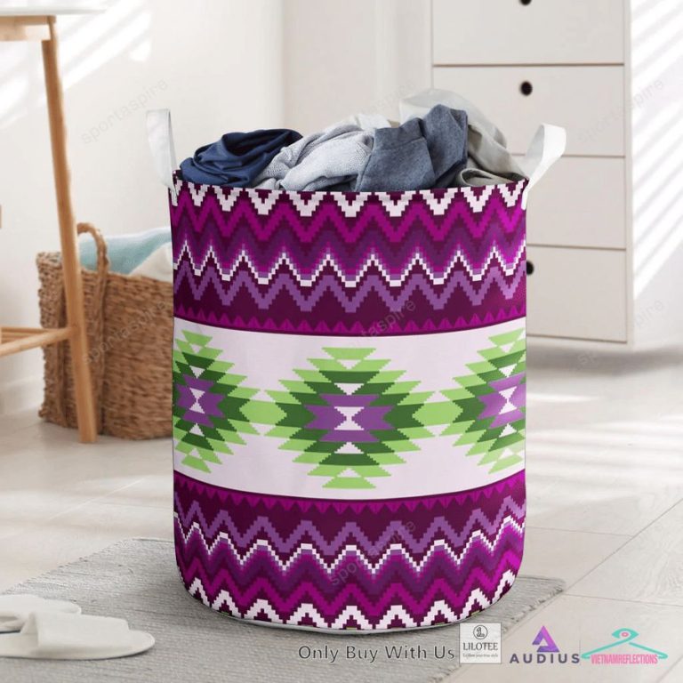 Pattern Native American Purple White Laundry Basket - Stand easy bro
