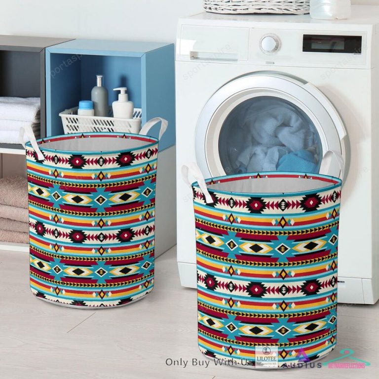 Pattern Native Blue And Red Laundry Basket - Eye soothing picture dear