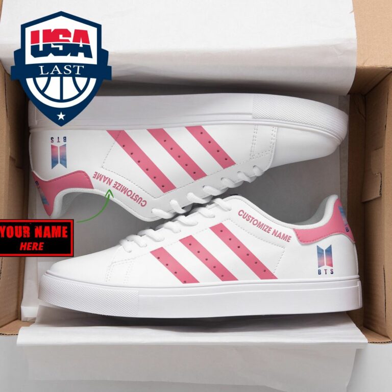 Personalized BTS Pink Stripes Stan Smith Low Top Shoes - Impressive picture.