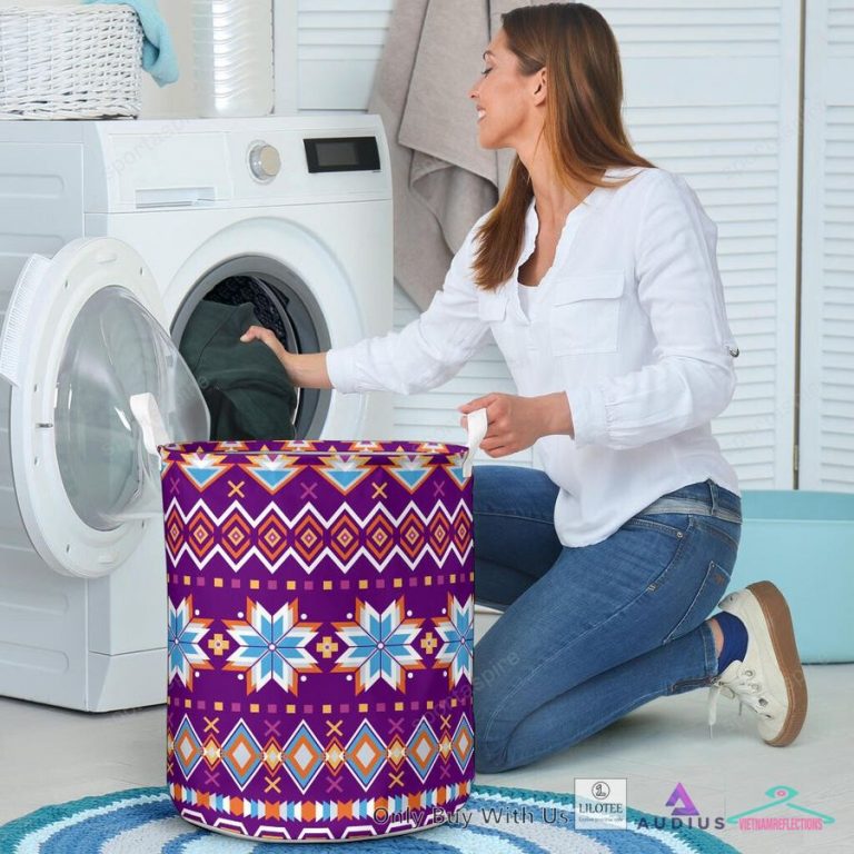 Purple Pattern Native American Laundry Basket - My friends!