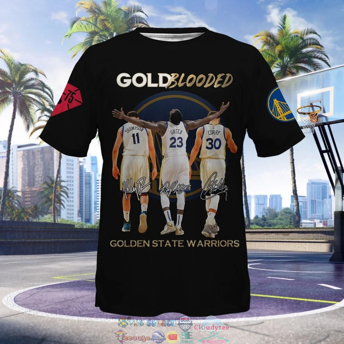 Gold Blooded Golden State Warriors Signatures Black 3D Shirt