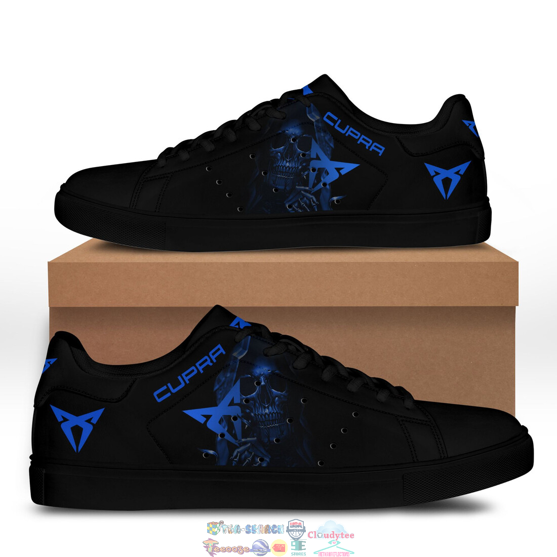 Cupra Blue Skull Stan Smith Low Top Shoes