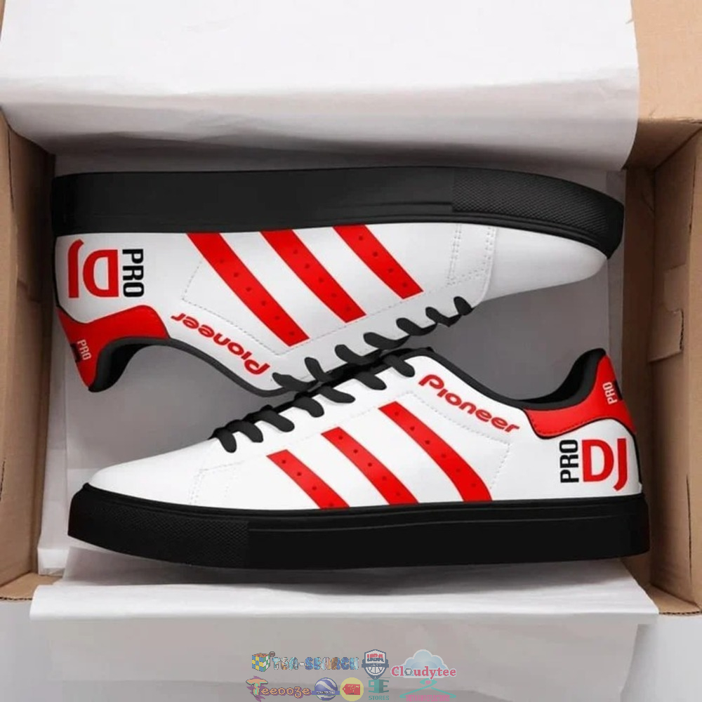 DJ Pioneer Red Stripes Style 2 Stan Smith Low Top Shoes