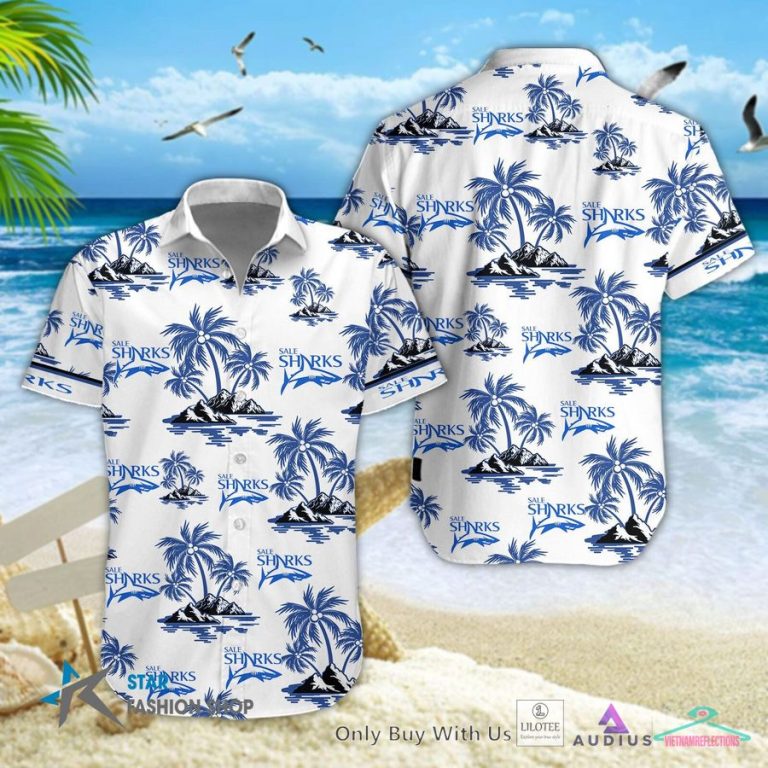 Sale Sharks Blue Hawaiian Shirt, Short - Nice elegant click