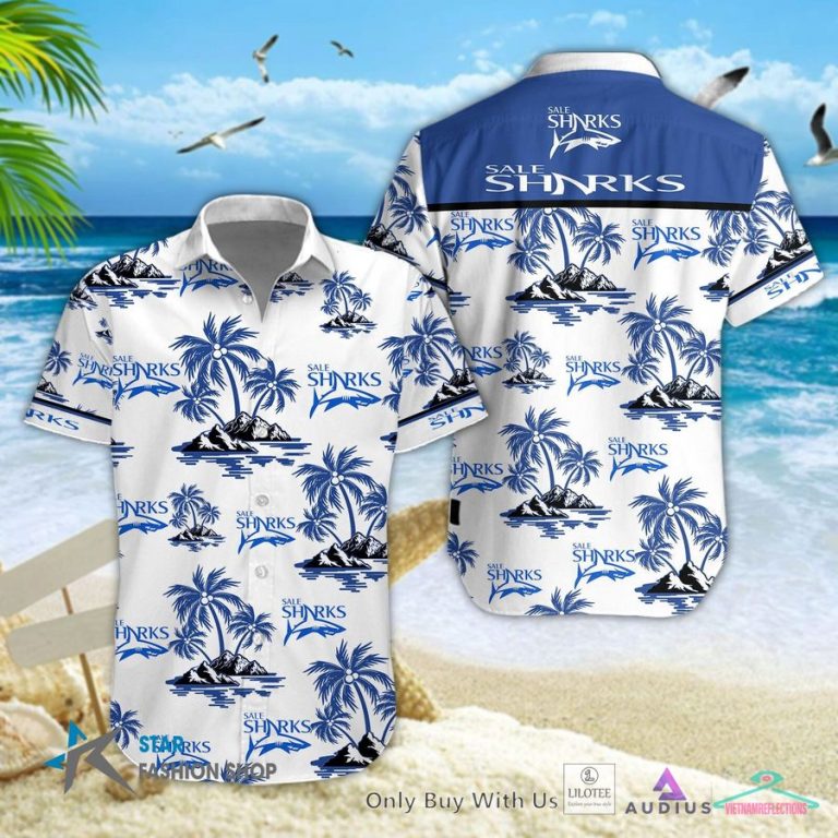 Sale Sharks Hawaiian Shirt, Short - Natural and awesome