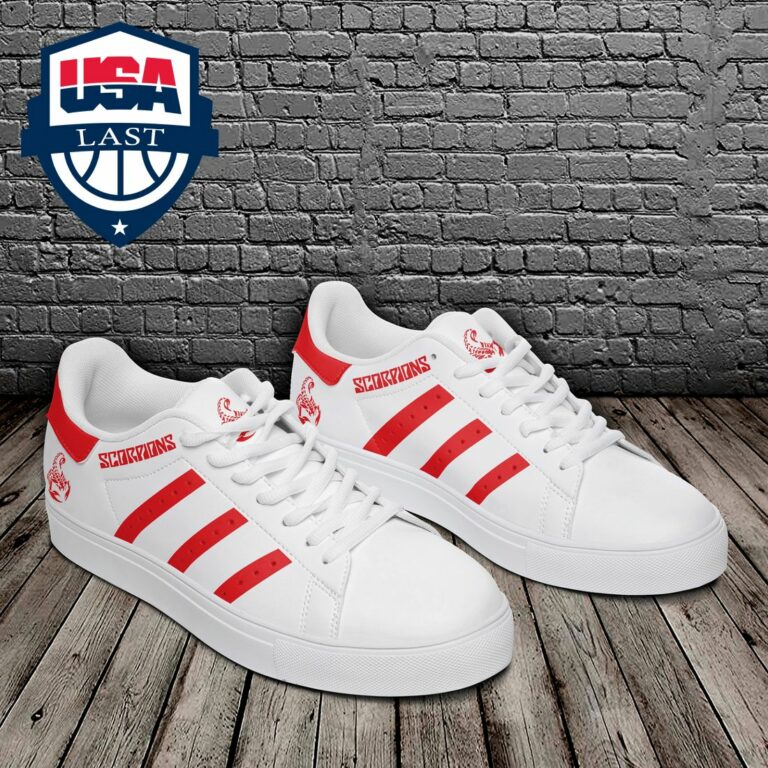 Scorpions Red Stripes Stan Smith Low Top Shoes - Natural and awesome