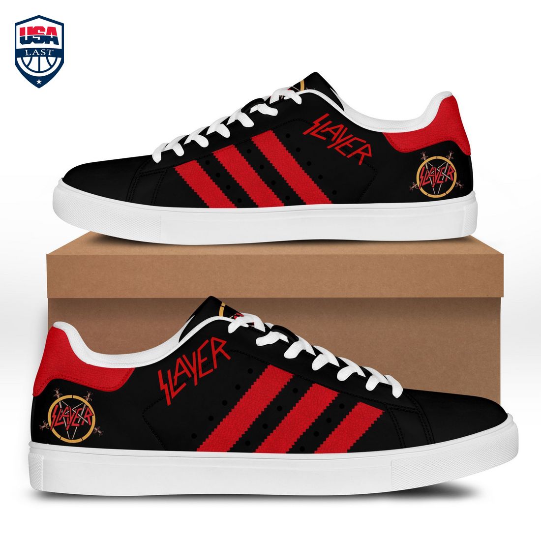 Slayer Red Stripes Stan Smith Low Top Shoes