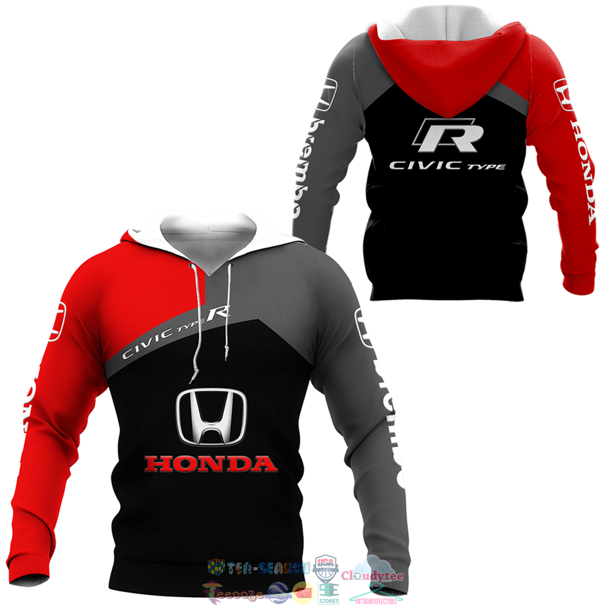 Honda Civic Type R ver 3 3D hoodie and t-shirt