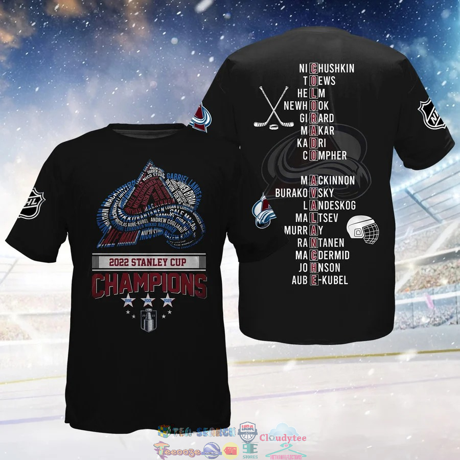 Colorado Avalanche Logo Names Stanley Cup Champions 3D Shirt