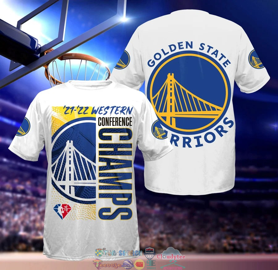 21-22 Western Conference Champs Golden State Warriors 3D Shirt 4