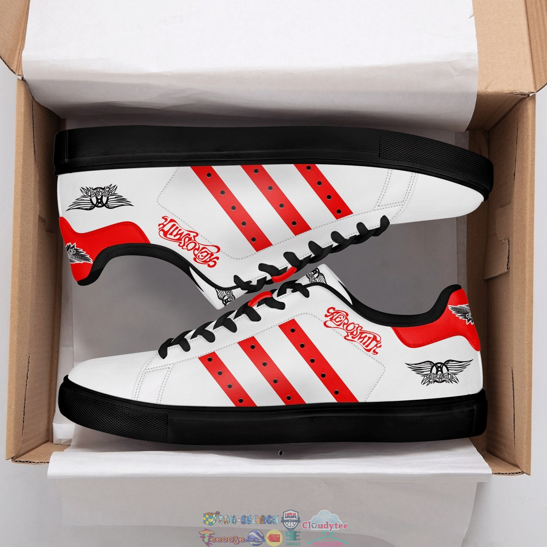 Aerosmith Red Stripes Stan Smith Low Top Shoes