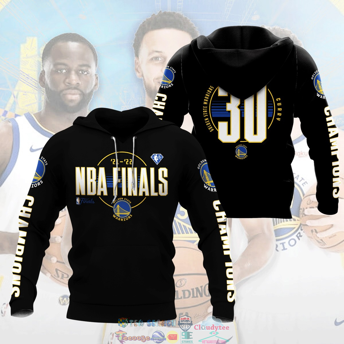 21-22 NBA Finals Golden State Warriors Curry 30 Black 3D hoodie and t-shirt