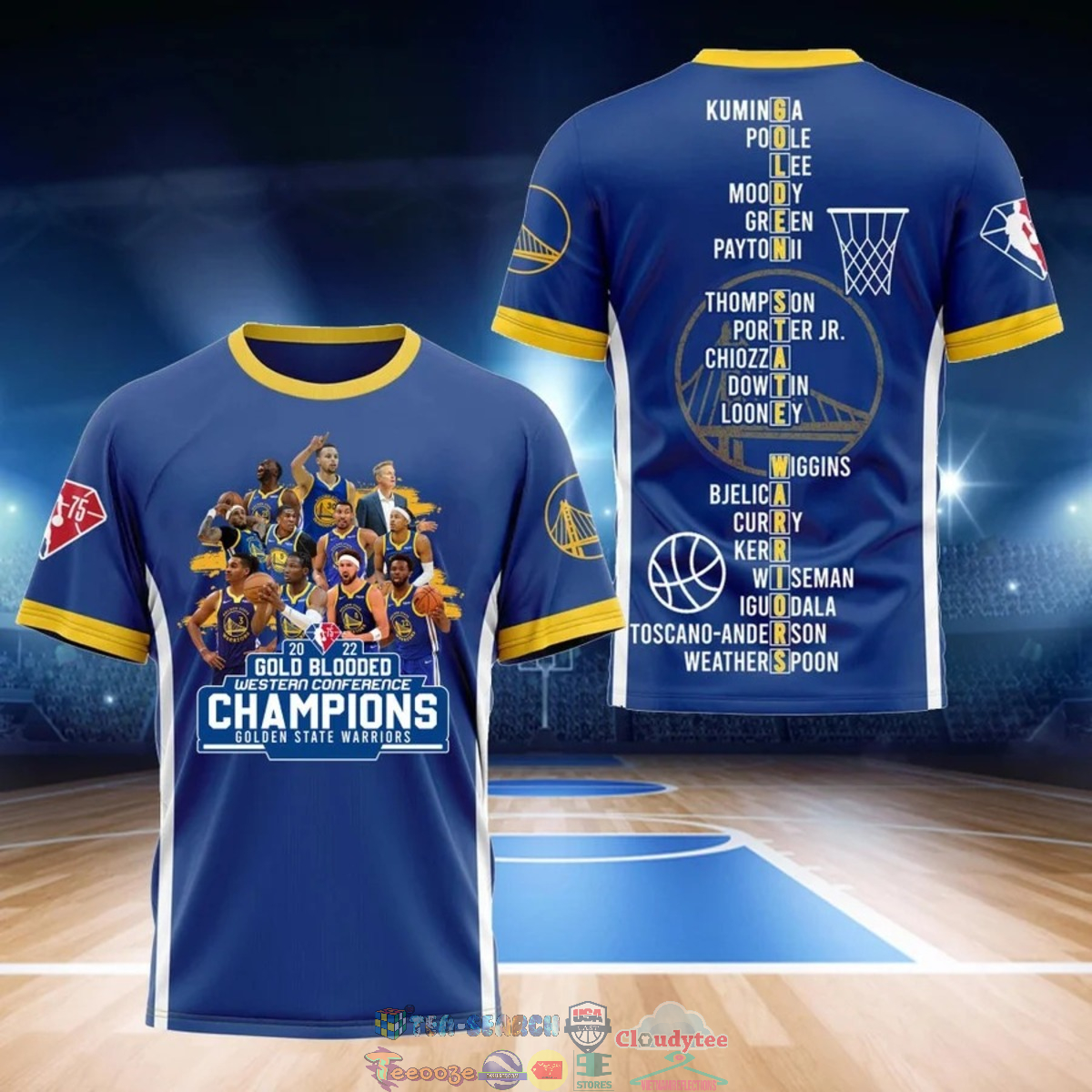 2022 Gold Blooded Western Conference Champions Golden State Warriors Blue 3D Shirt