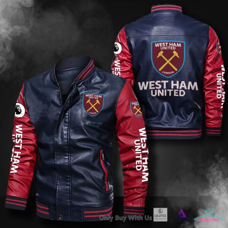 NEW West Ham United F.C Bomber Leather Jacket 7