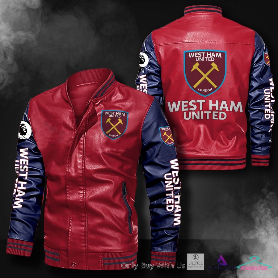 NEW West Ham United F.C Bomber Leather Jacket 5