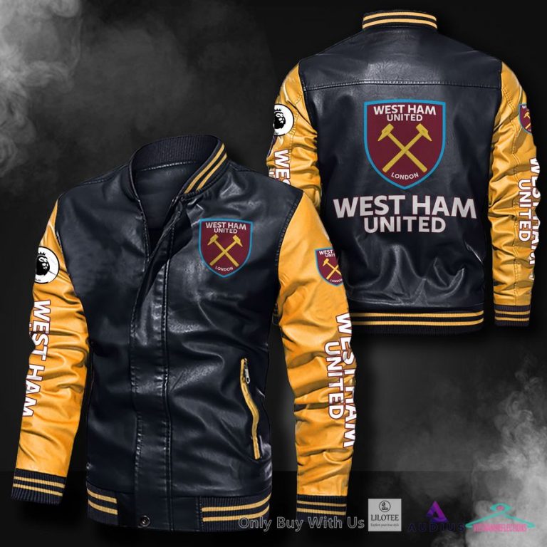 NEW West Ham United F.C Bomber Leather Jacket 12