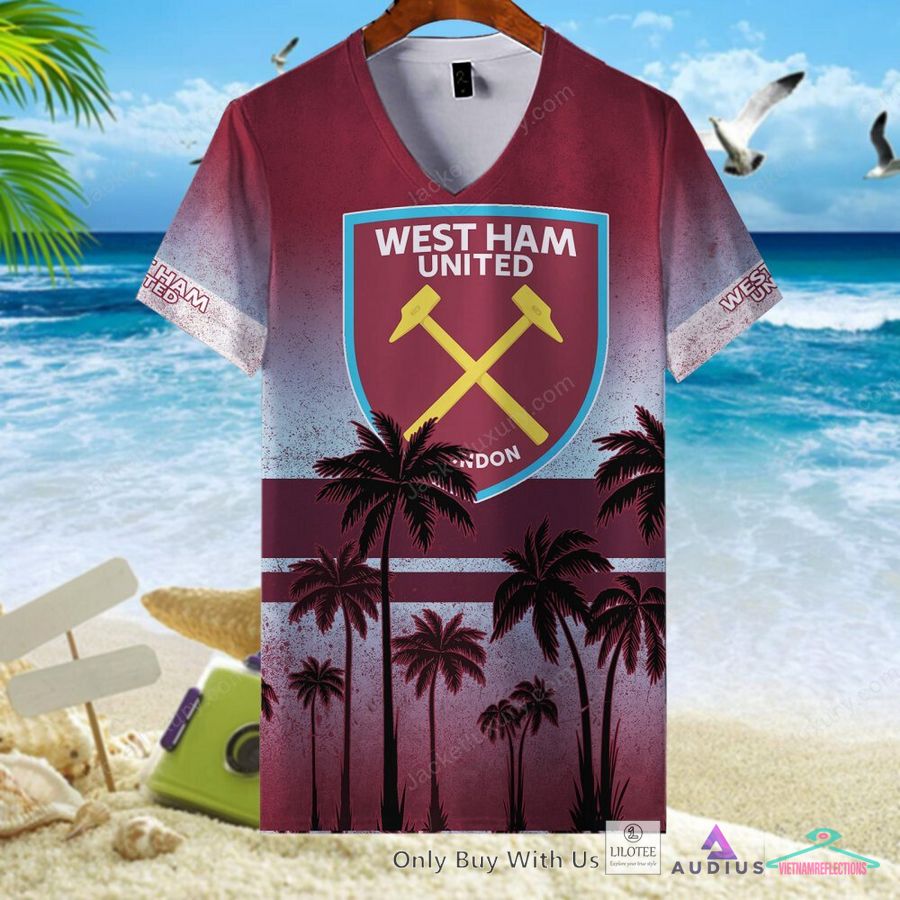 NEW West Ham United F.C Coconut Hawaiian Shirt, Short 4