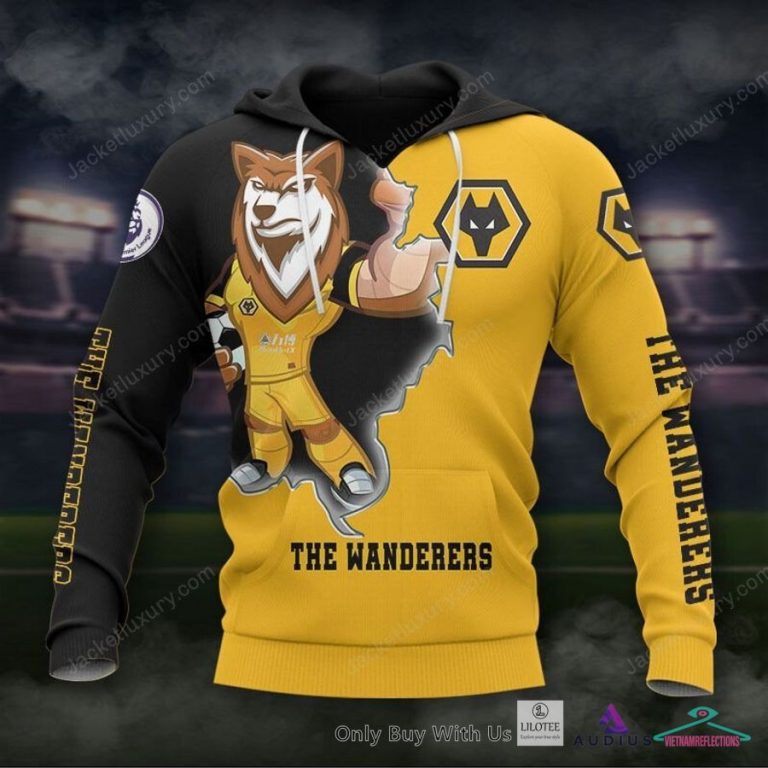 NEW Wolverhampton Wanderers F.C Black yellow Hoodie, Pants 11