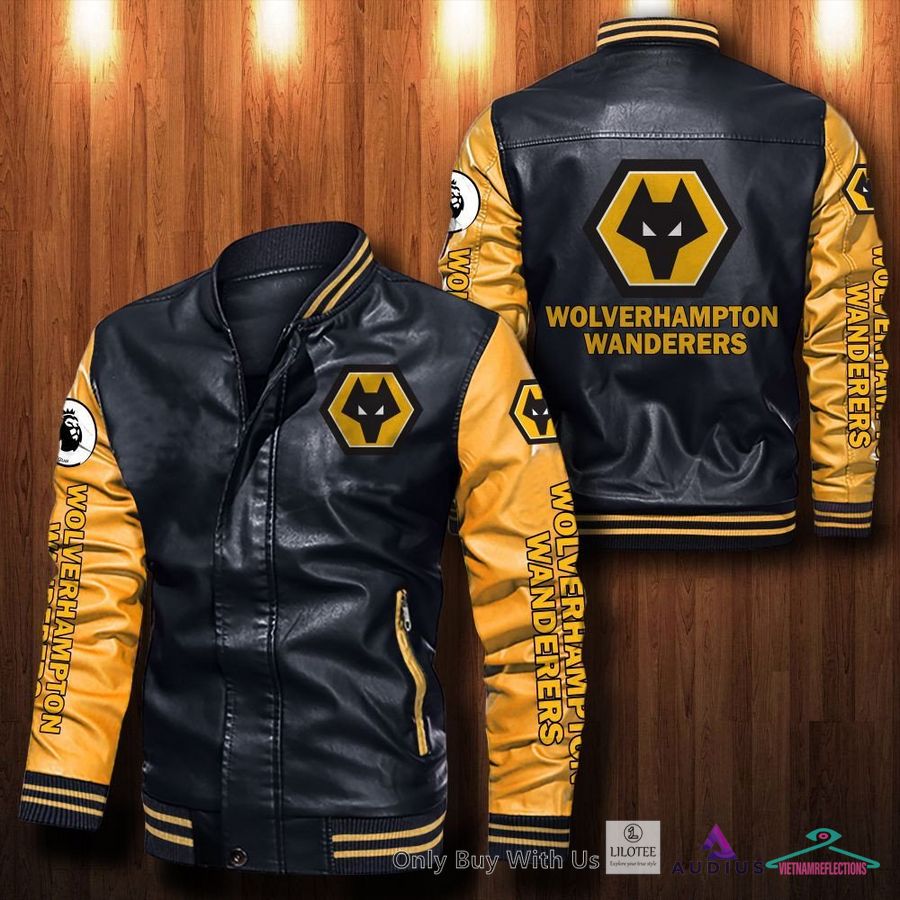 NEW Wolverhampton Wanderers F.C Bomber Leather Jacket 6