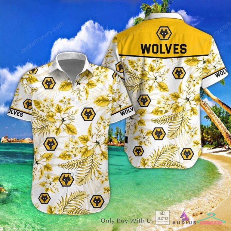 NEW Wolverhampton Wanderers F.C Hibiscus Hawaiian Shirt, Short 3