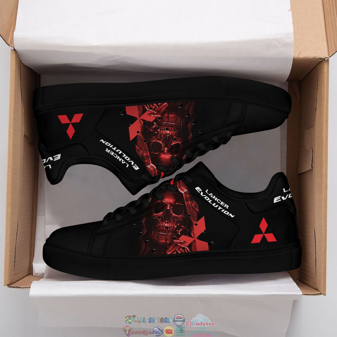 Mitsubishi Lancer Evolution Red Skull Stan Smith Low Top Shoes