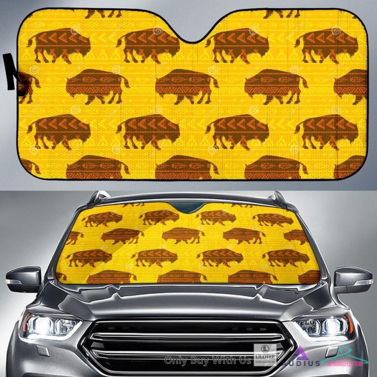 Yellow Bison Pattern Native American Car Sun Shades - Coolosm