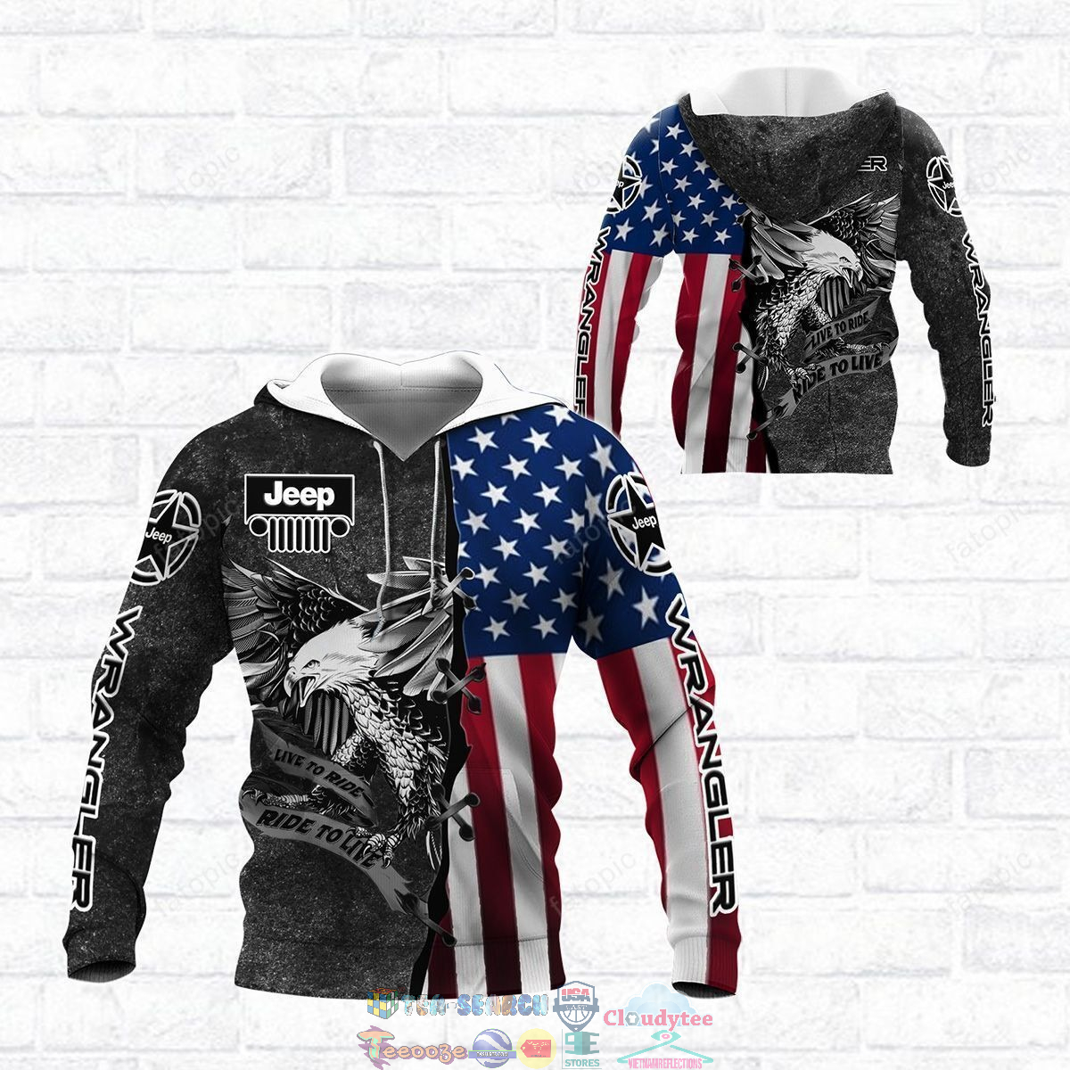 Jeep Wrangler Eagle American Flag ver 1 3D hoodie and t-shirt