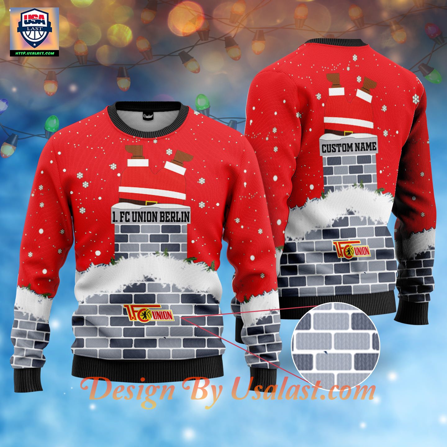 1. FC Union Berlin Custom Name Ugly Christmas Sweater - Looking so nice
