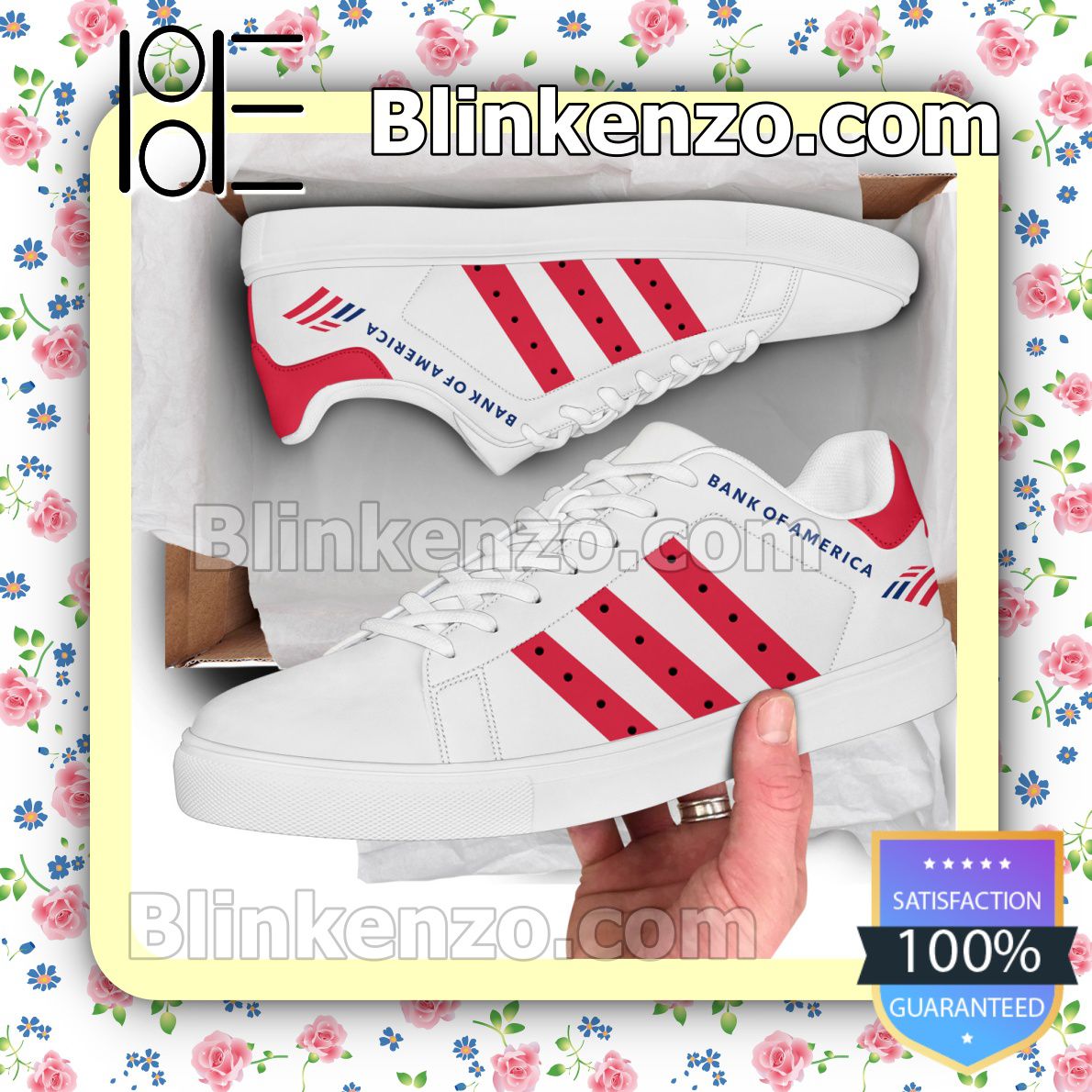 Handmade Bank of America Logo Brand Adidas Low Top Shoes