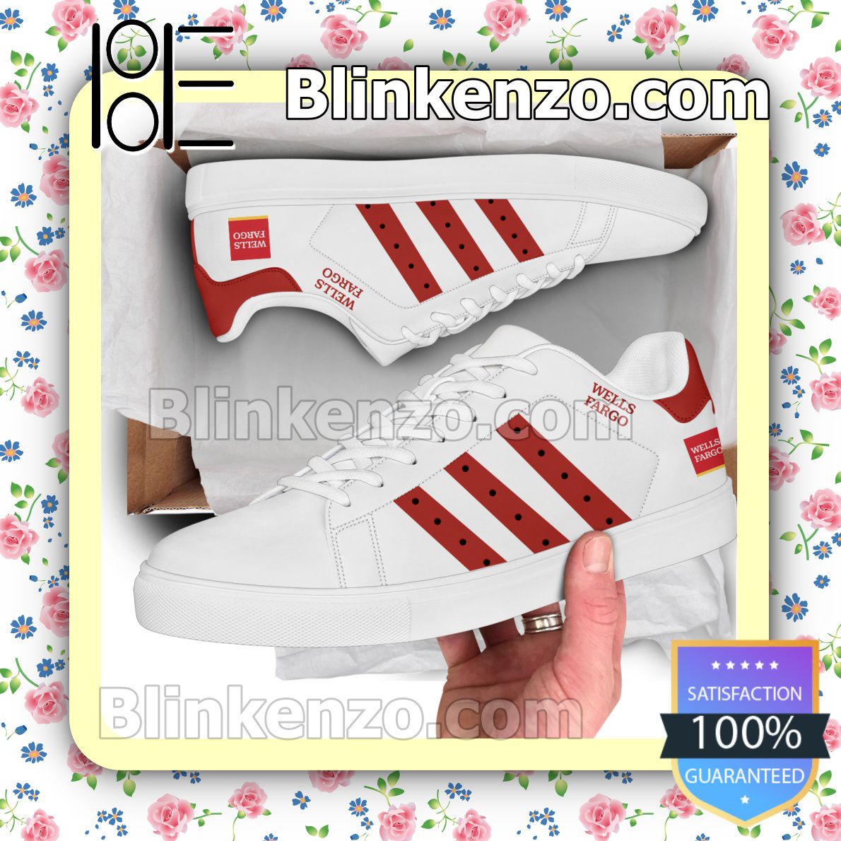 Print On Demand Wells Fargo & Company Logo Brand Adidas Low Top Shoes