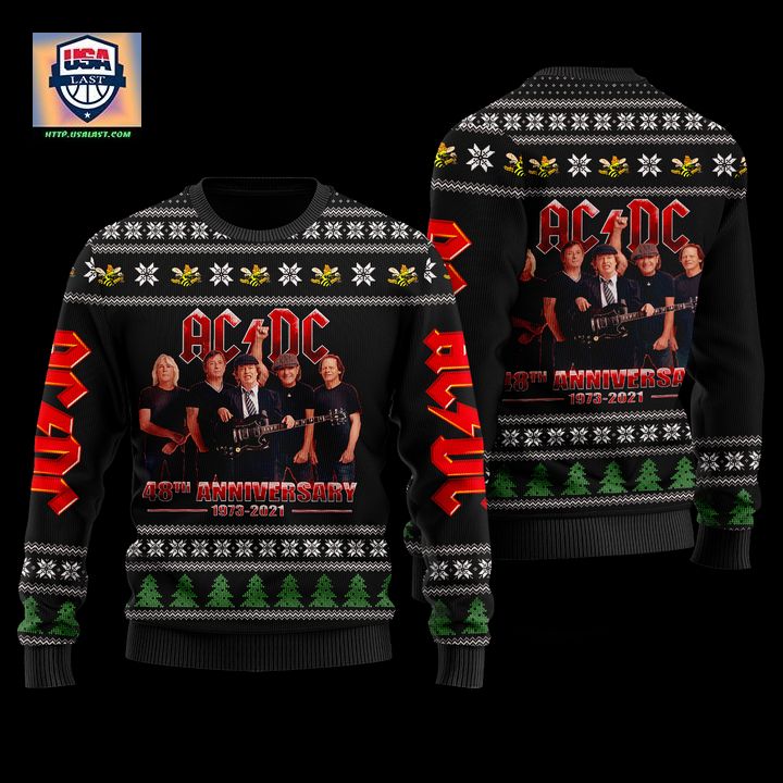 AC DC Band Black 3D Faux Wool Ugly Sweater - Wow! This is gracious