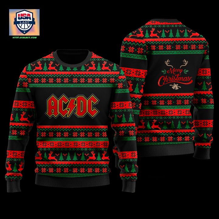 AC DC Merry Christmas Black Ugly Christmas Sweater - Impressive picture.