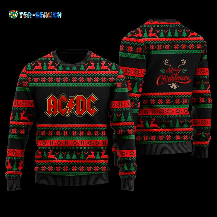 AC DC Merry Christmas Faux Wool Sweater - You tried editing this time?