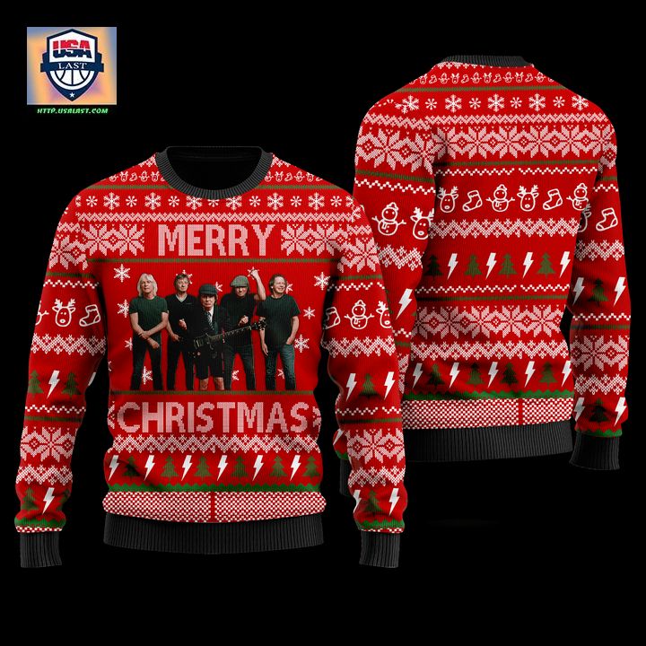 AC DC Merry Christmas Wool Sweater Jumper - Looking so nice