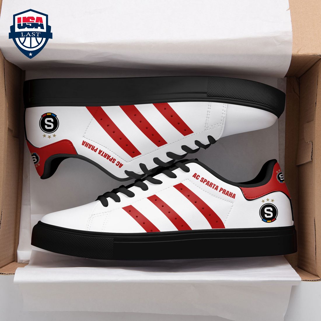 AC Sparta Praha Red Stripes Style 2 Stan Smith Low Top Shoes - Elegant picture.