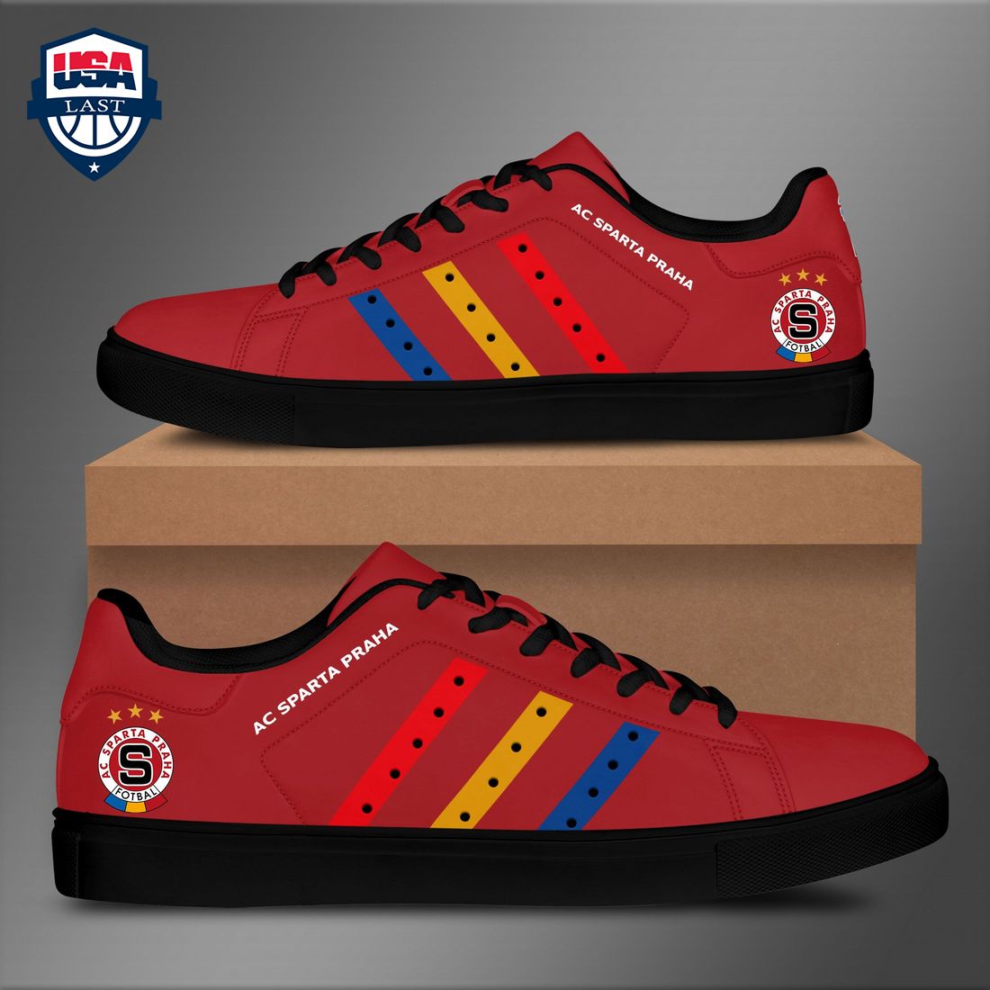 AC Sparta Praha Red Yellow Blue Stripes Style 1 Stan Smith Low Top Shoes