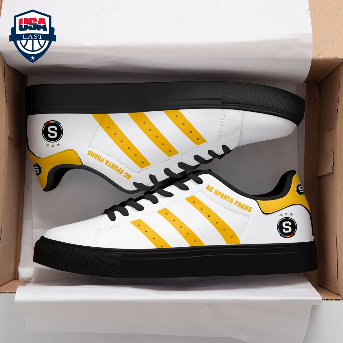 AC Sparta Praha Yellow Stripes Stan Smith Low Top Shoes