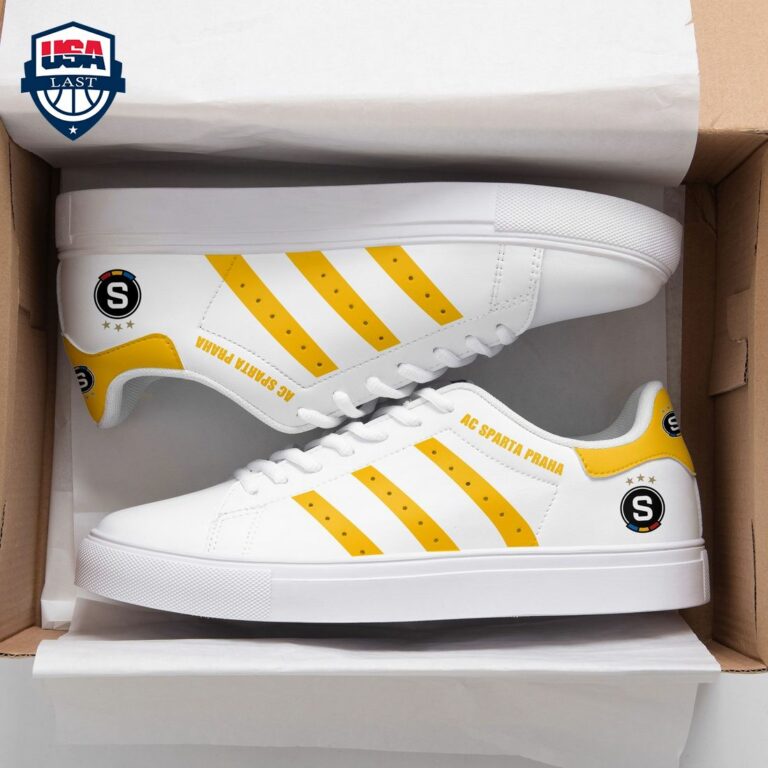 AC Sparta Praha Yellow Stripes Stan Smith Low Top Shoes - Natural and awesome