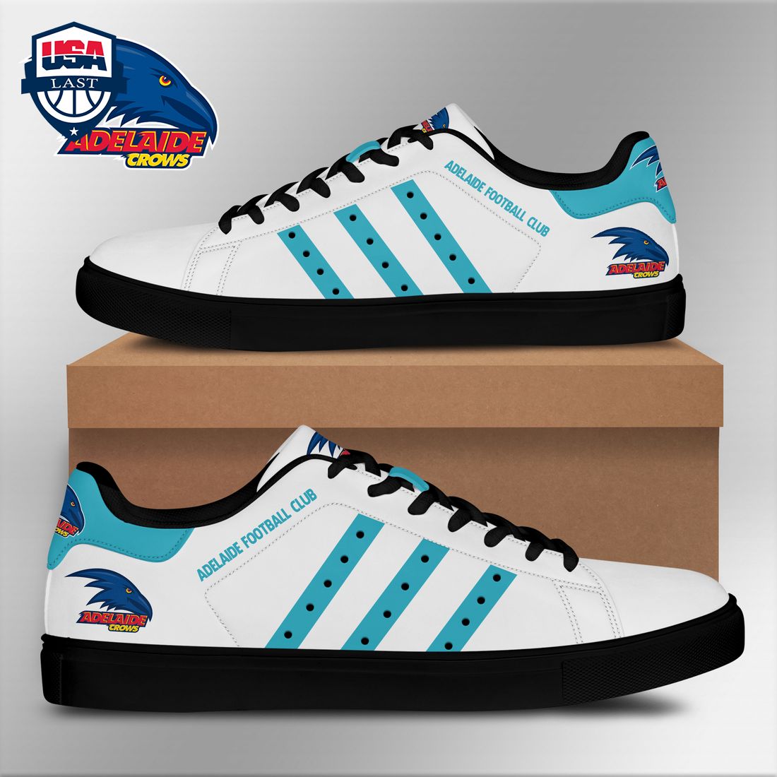 Adelaide Football Club Aqua Blue Stripes Style 1 Stan Smith Low Top Shoes – Saleoff