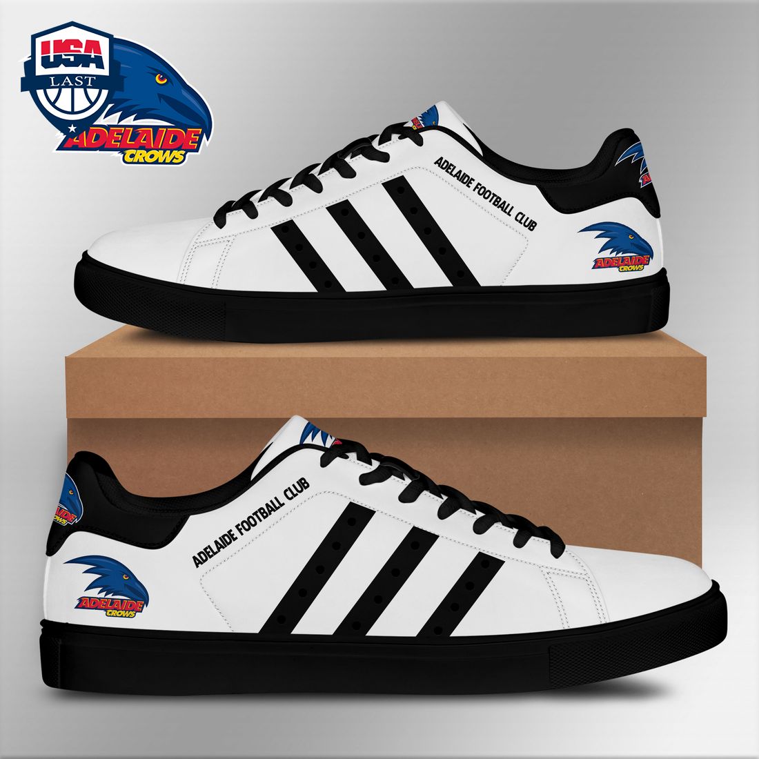 Adelaide Football Club Black Stripes Stan Smith Low Top Shoes - Stunning