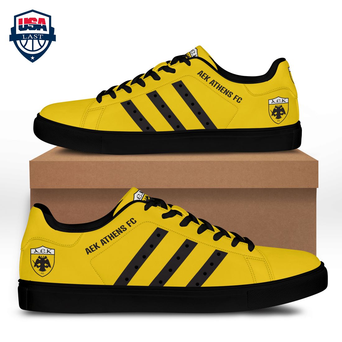 AEK Athens FC Grey Stripes Style 1 Stan Smith Low Top Shoes