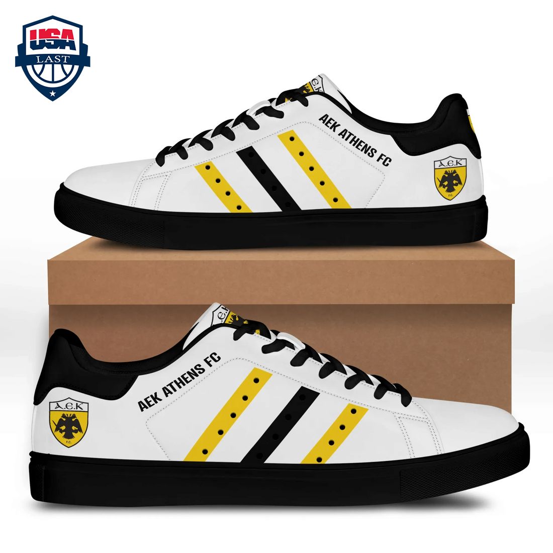AEK Athens FC Yellow Black Stripes Stan Smith Low Top Shoes