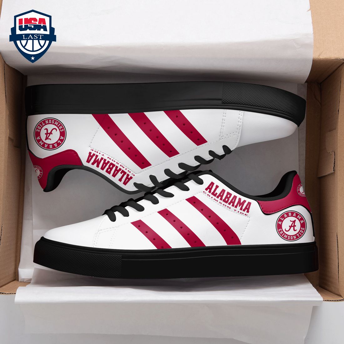 Alabama Crimson Tide Red Stripes Style 1 Stan Smith Low Top Shoes