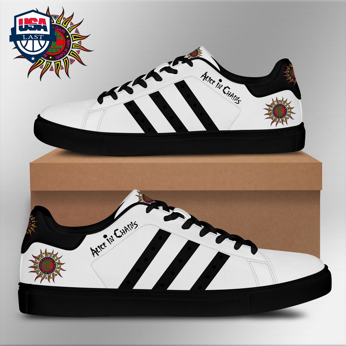 Alice In Chains Black Stripes Stan Smith Low Top Shoes
